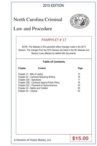 North Carolina Criminal Law and Procedure-Pamphlet 17