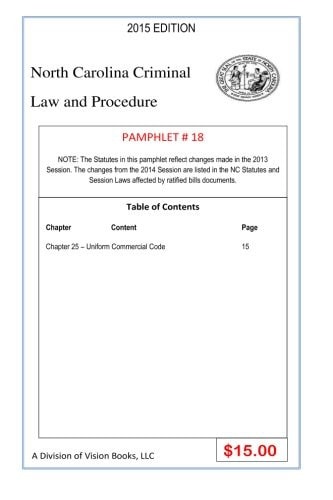 North Carolina Criminal Law and Procedure-Pamphlet 18