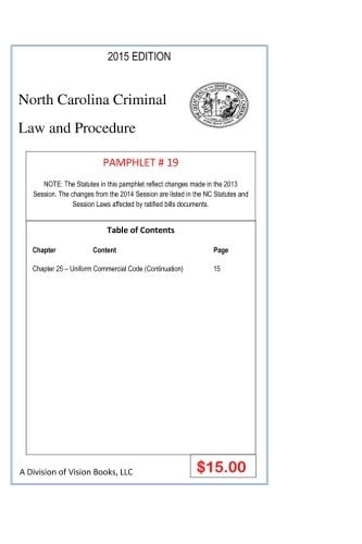 North Carolina Criminal Law and Procedure-Pamphlet 19