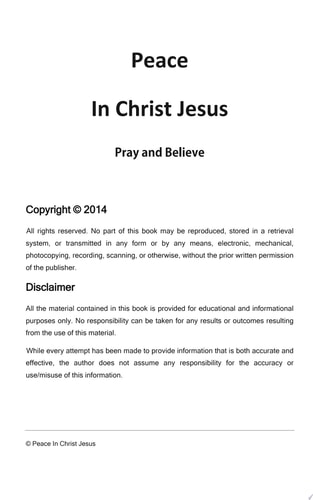 Peace In Christ Jesus Pray and Believe God