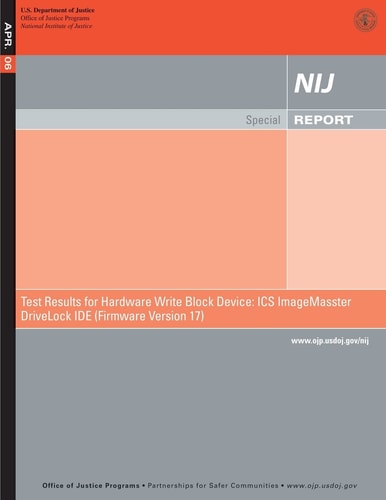 Test Results for Hardware Write Block Device ICS ImageMasster DriveLock IDE (Firmware Version 17)