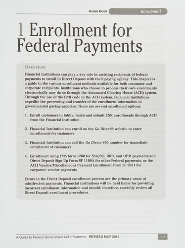 Green Book On-Line PDFs A Guide to Federal Government ACH Payments