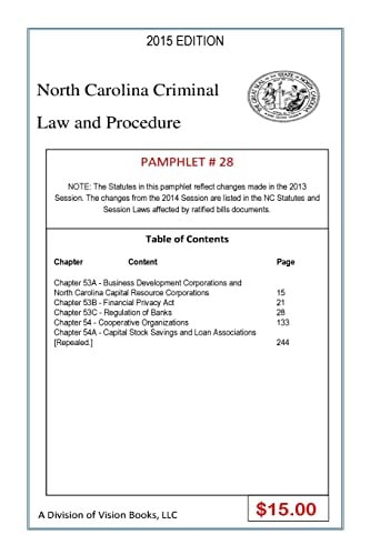 North Carolina Criminal Law and Procedure-Pamphlet 28