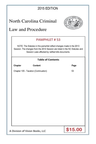 North Carolina Criminal Law and Procedure-Pamphlet 53