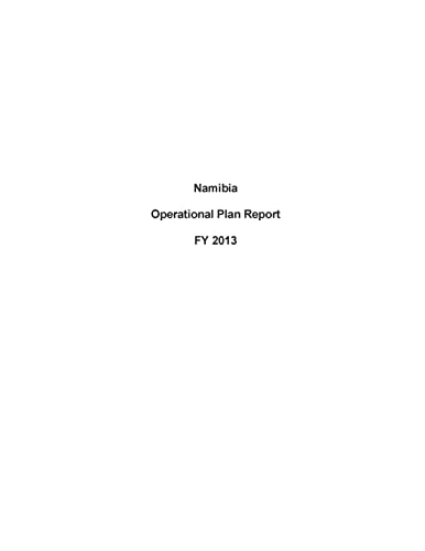 Namibia Operational Plan Report FY 2013