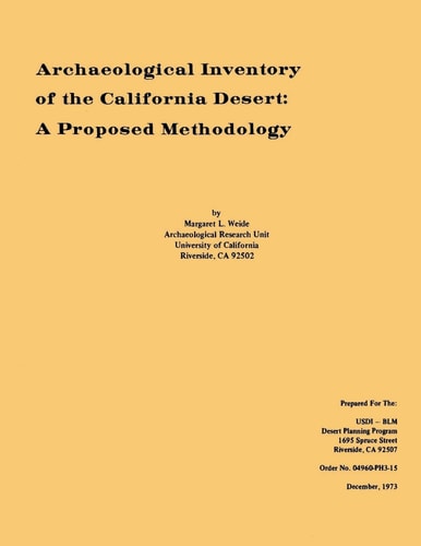 Archaeological Inventory of the California Desert A Proposed Methodology