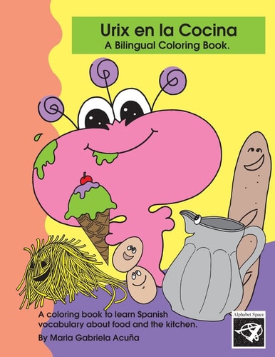 Bilingual Coloring Book Urix en la Cocina.