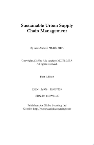 Sustainable Urban Supply Chain Management