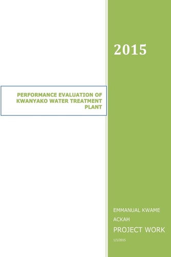 Performance Evaluation of Kwanyako Water Treatment Plant