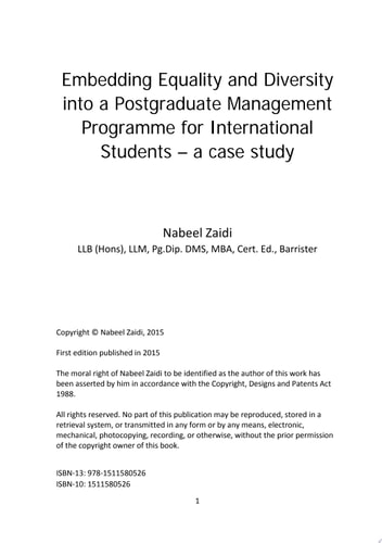 Equality and Diversity: Embedding Equality and Diversity into a Postgraduate Management Programme for International Students – a case study