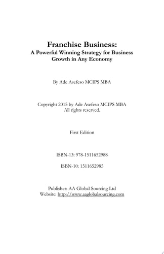 Franchise Business A Powerful Winning Strategy for Business Growth in Any Economy