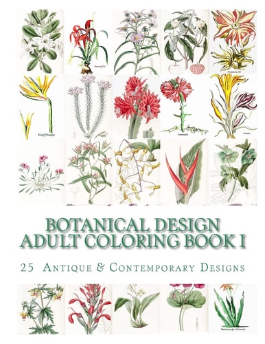 Botanical Design Adult Coloring Book #1