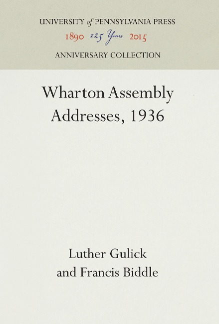 Wharton Assembly Addresses, 1936