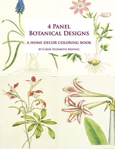 4 Panel Botanical Designs A Home Decor Coloring Book