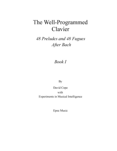 The Well-Programmed Clavier Book I