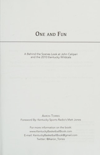 One and Fun A Behind the Scenes Look at John Calipari and the 2010 Kentucky Wildcats
