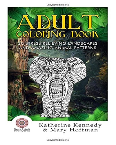 Adult Coloring Book 20 Stress Relieving Landscapes And Amazing Animal Patte