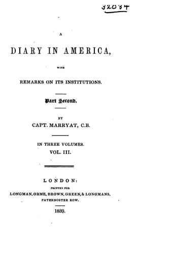 A Diary in America, With Remarks on Its Institutions. Part Second - Vol. III