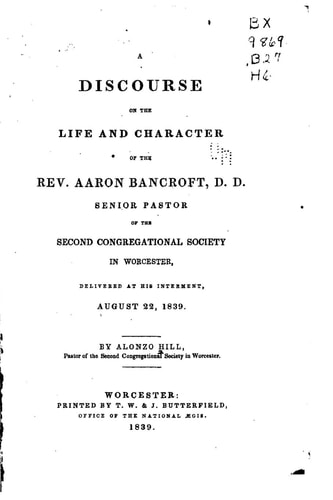 A Discourse on the Life and Character of the Rev. Aaron Bancroft