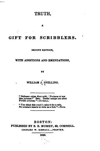 Truth, a Gift for Scribblers