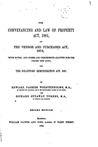 The Conveyancing and Law of Property Act, 1881