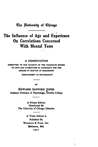 The Influence of Age and Experience on Correlations Concerned with Mental Tests