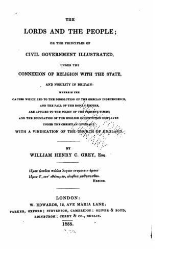 The Lords and the People, Or, the Principles of Civil Government Illustrated