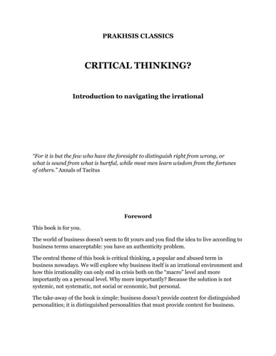 Critical Thinking? Introduction to navigating the irrational