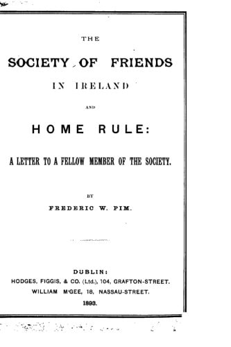 The Society of Friends in Ireland and Home Rule