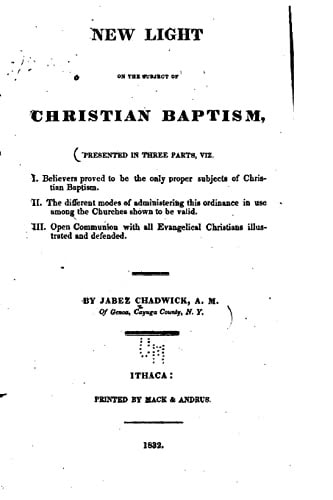 New Light on the Subject of Christian Baptism
