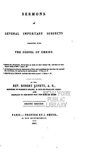 Sermons on Several Important Subjects Connected with the Gospel of Christ