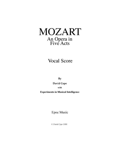Mozart (opera Vocal Score) (After Mozart)