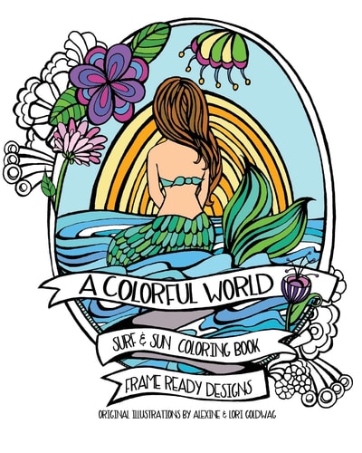 A Colorful World Adult Coloring Book - Surf and Sun - Beach Designs