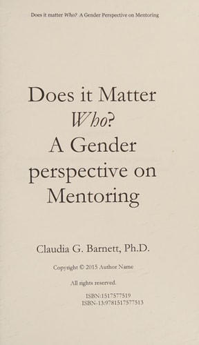 Does It Matter Who? A Gender Perspective on Mentoring