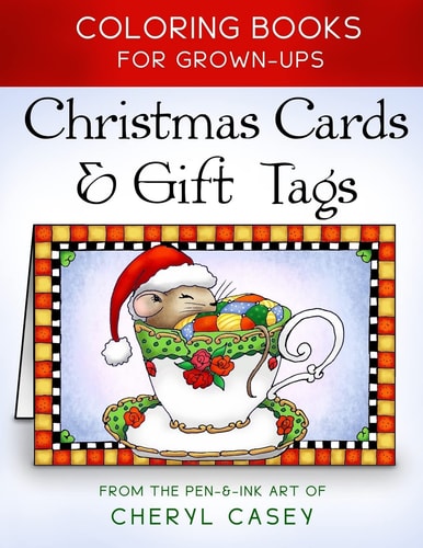 Christmas Cards and Gift Tags Coloring Books for Grownups, Adults