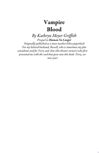 Vampire Blood Prequel to Human No Longer