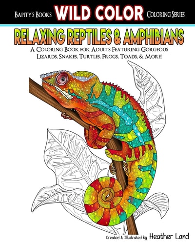 Relaxing Reptiles and Amphibians Adult Coloring Book