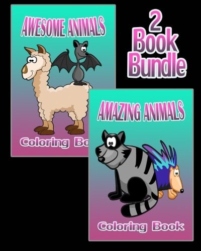 Awesome Animals and Amazing Animals - Coloring Book (2 Book Bundle)