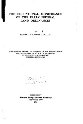 The Educational Significance of the Early Federal Land Ordinances