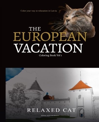 Relaxed Cat's European Vacation 1 A Calming Coloring Experience