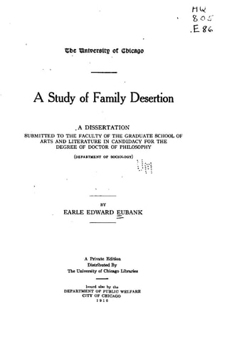 A Study of Family Desertion