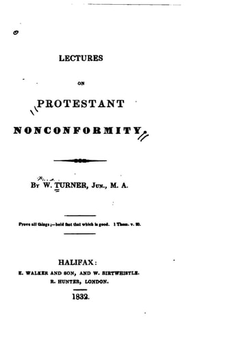 Lectures on Protestant Nonconformity