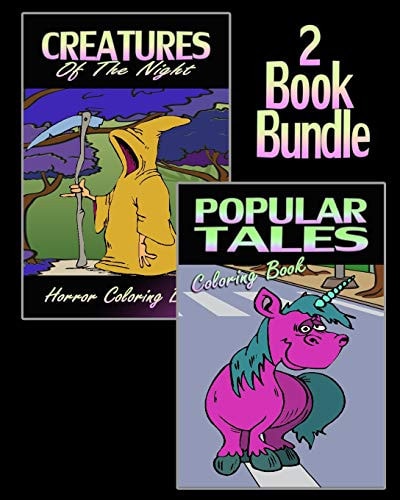 Creatures of the Night and Popular Tales - Coloring Book (2 Book Bundle)