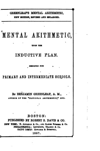 Mental Arithmetic, Upon the Inductive Plan