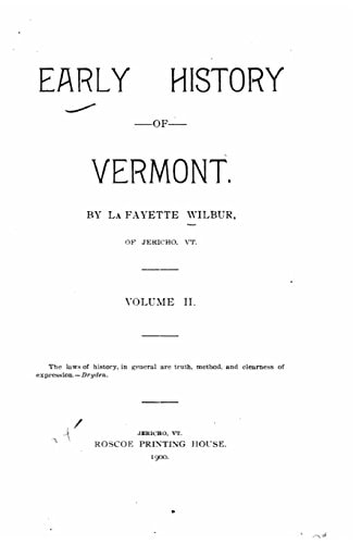 Early History of Vermont - Volume II