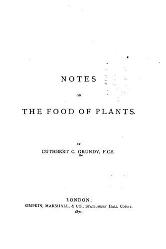 Notes on the Food of Plants