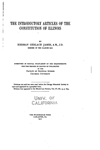 The Introductory Articles of the Constitution of Illinois