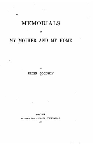 Memorials of My Mother and My Home