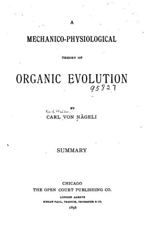 A Mechanico-Physiological Theory of Organic Evolution