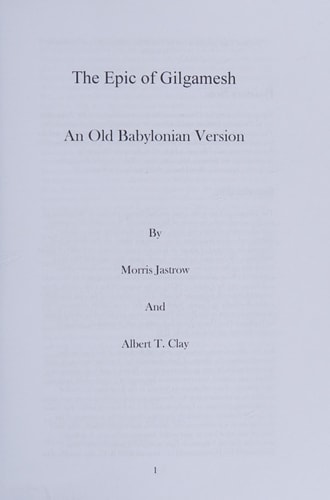 The Epic of Gilgamesh An Old Babylonian Version